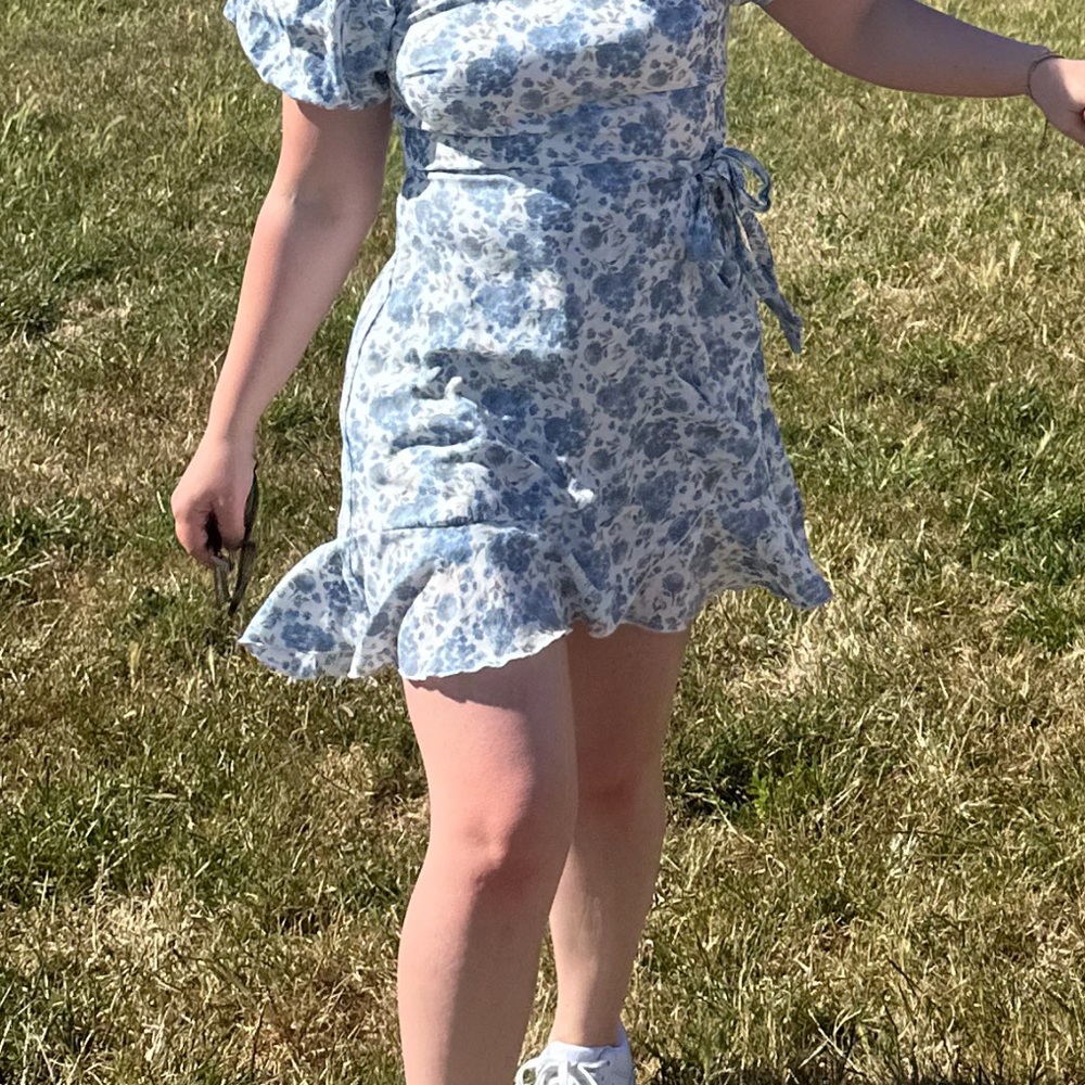Floral Blue and White Dress